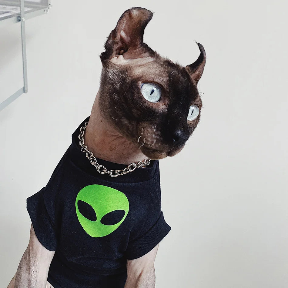 Alien Sphynx Clothes Spring Summer T Shirt Hairless cat Clothes Cotton Vest for Sphinx Cat Ourfits Spring Summer Pet Costume