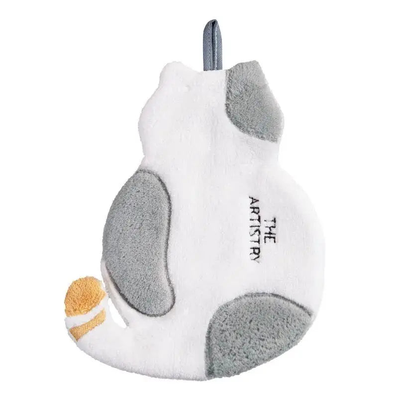 1Pcs Cute Cat Hanging Towel Kitchen Hand Towel Bathroom Soft Absorbent Handkerchief Wipe Towel Cartoon Kids Towels