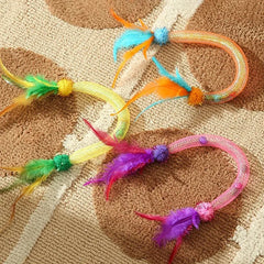 Cat Interactive Toy Catnip Elastic Rope Toy with Feathers and Bell Indoor Kitten Speaky Toys Cat Teaser Hunting Pet Cats Toy