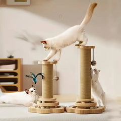 1pcs high-quality cat scratch board rotating platform - wooden fiber chew toy, durable and non shedding cat tree stand, vertical