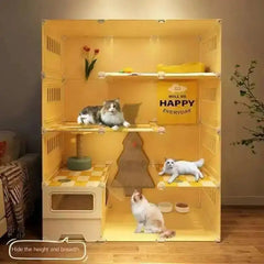 Indoor Outdoor Cat Villa Large Cat Transparent Free Cages Space Multifunctional Home Cat Cabinets with Toilet Extra Integrated