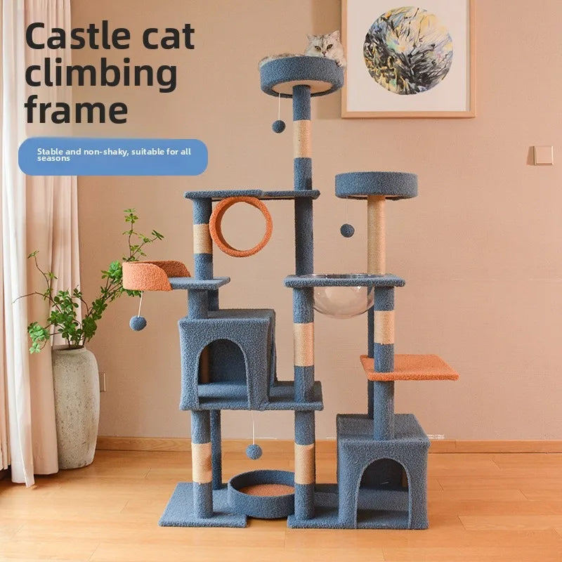 Large Cat Tree with Perches Scratching Posts Multi Level Cat Tower for Big Cats Floor to Ceiling Cat Climbing Frame