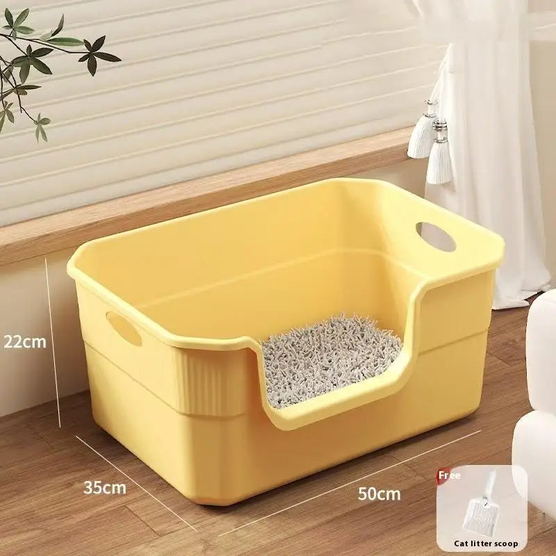 1 Pc Open-Top Cat Potty Cat Garbage Odor-Resistant Bin Large Capacity Large Size Semi Enclosed Anti-Spla Cat Toilet Pet Supplies