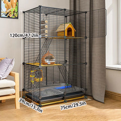 Large Multi-Layer Squirrel Cage for Home Use, Suitable for Young Pets Like Sugar Gliders, with Tray and Reinforced Structure