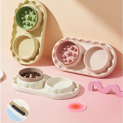 Pet stainless steel double bowl cat bowl leak proof food dog choking slow food bowl spill proof cat bowl dog bowl pet bowl