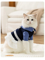 College Style Dress -25 Years New Autumn and Winter Warm Thin Cat and Dog Clothing