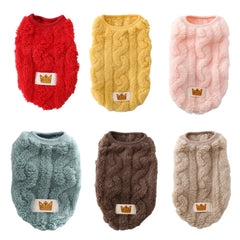 Solid Cute Wavy Double-sided Puppy Kitten Warm Coat Sweater Autumn Winter Fleece Pullover Pet Clothes for Small Medium Dogs Cats