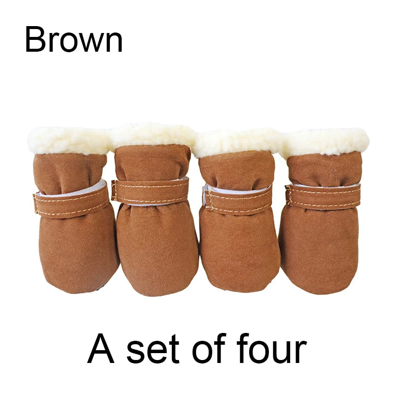 4Pcs Winter Waterproof Warm Non-slip Snow Boots for Small Breeds Dogs Puppy Outdoor Walking Dog Socks Bootie Pet Paw Care