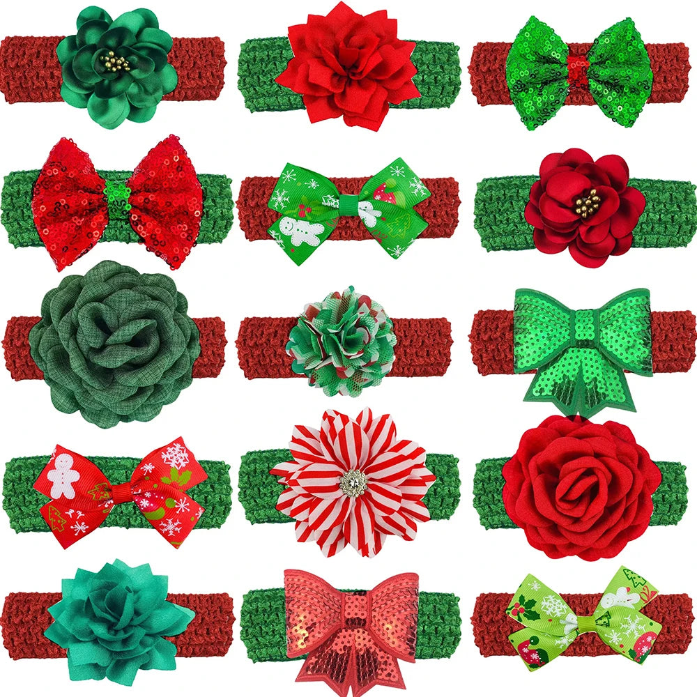 30pcs Christmas Pet Dog Flowers Bowtie with Elastic Band Fashion Dog Grooming Product for Small Middle Large Dog Bowties