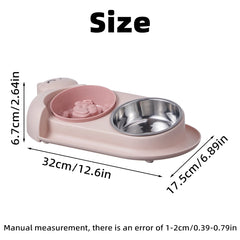 One piece multifunctional pet double bowl cartoon containing stainless steel bowl pet food utensils pet feeding water feeding tw