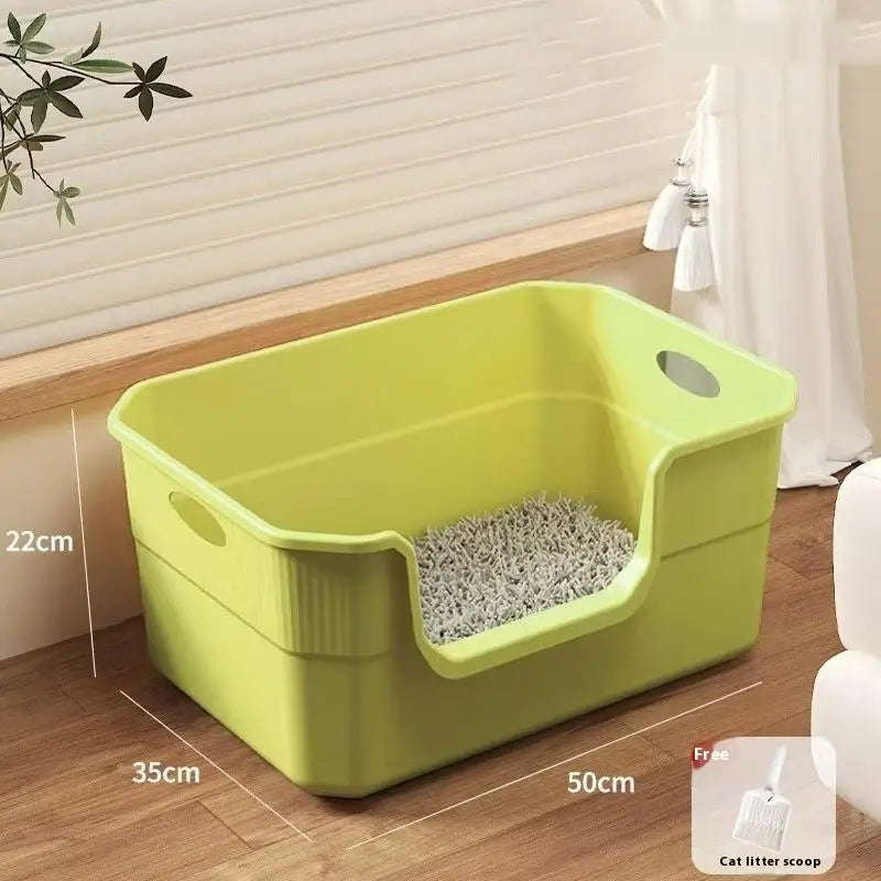 HUA Open-Top Cat Potty Cat Garbage Odor-Resistant Bin Large Capacity Large Size Semi Enclosed Anti-Spla Cat Toilet Pet Supplies
