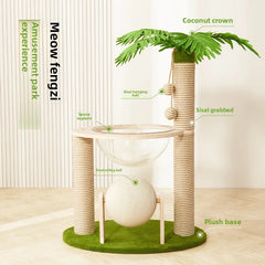Coconut Tree Cat Climbing Frame with Nest Space Capsule Small Cat Tree Scratching Post for Kittens Play