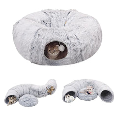 Winter Indoor Warm Plush Cat Bed Tunnel Play and Sleep Hide and Seek Cat Tunnel Play and Sleep Integrated Cat House Pet Nest