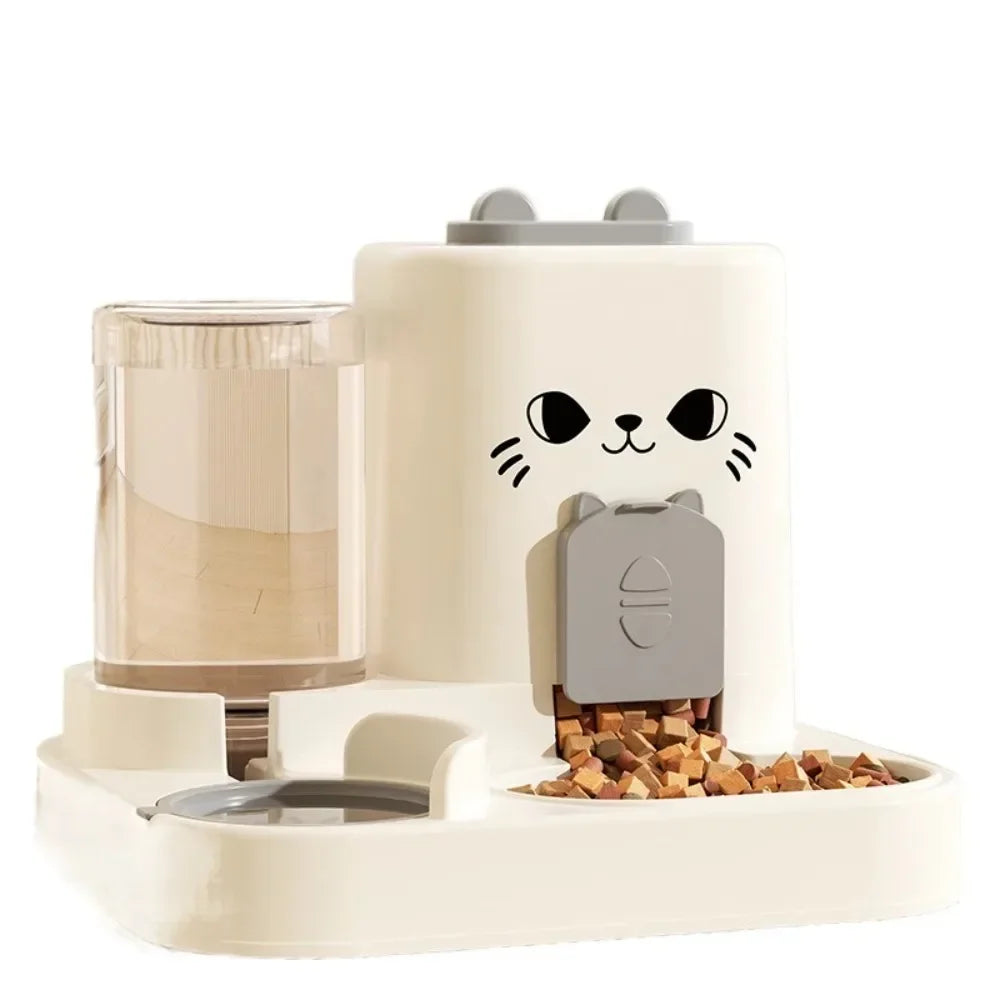 2in1 Auto Cat Dog Feeder Large Capacity Dry Wet Food Dispenser Automatic Water Fountain Leakproof Bowl Pet Food Storage Pet Acce
