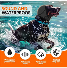 Waterproof Noise Cancelling Dog Ear Muffs for Swimming & Grooming - Calming Hood To Relieve Pet Anxiety & Prevent Shock