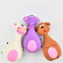 1 Piece Fat Bellied Cartoon Fun Bite Resistant Latex Sound Dog Toy Purple Elephant White Cow Brown Optional
