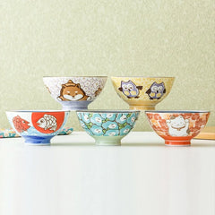 Cartoon Shiba Inu Underglaze Colored Ceramic Bowl Cute Small Bowl Animal Cat Rice Bowl Tableware