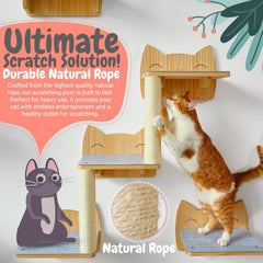 Cat Wall Shelves – 9-Piece Wooden Wall-Mounted Cat Furniture Set with Condo, Scratcher & Steps – for Large Indoor Cats