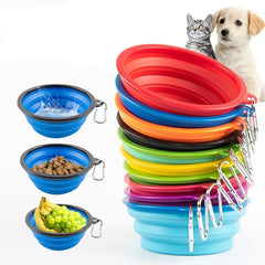 Dog Folding Bowl Portable Dog Travel Pet Food Water Bowl for Outdoor Walking Silicone Cat Dog Food Water Bowl Lip GS03