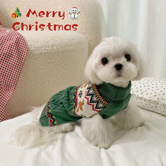 Christmas Red Green Reindeer Pet Sweater Winter Warm Knitted Pullover Sweatshirt Small Medium Dog Cat Clothes