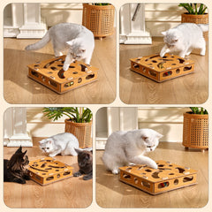 Interactive Cat Toy Puzzle Box Wooden Treat Maze Play For Toy Box Fun Interactive Cat Toy Hide and Seek Cat Agility Toys