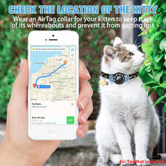 AirTag Cat Collar Breakaway with Bells, Glow Anti-Lost Kitten Collar with Airtag Holder for Apple Tag, with Pet QR Code Name Tag