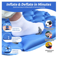Outdoor Inflatable Camping Sleeping Mattress, Folding Sleep Air Mat Beach Inflate Pad with Pillow Ultralight for Travel Hiking