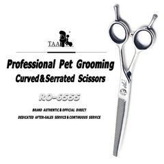 TAA Professional Grooming Scissors for Dogs Curved & Serrated Scissors Alloy Steel Pets Shears Grooming Tools Cat Dog Scissors