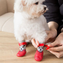 Dog Cat Boots Shoes Socks with Adjustable Waterproof Breathable and Anti-Slip Sole All Weather Protect Paws for Indoor Outdoor