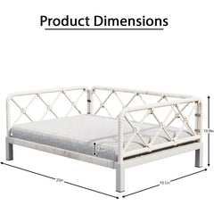 Elevated Indoor Outdoor Dog Bed for Small Dogs with Durable Rattan Wicker Design Removable Washable Waterproof Cushion Stylish