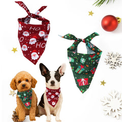 2pcs Christmas Dog Bandana Xmas Tree Santa Pet Scarf  Triangle Bibs Christmas Pet Bandanas For Small Medium Large Dogs Bandanas