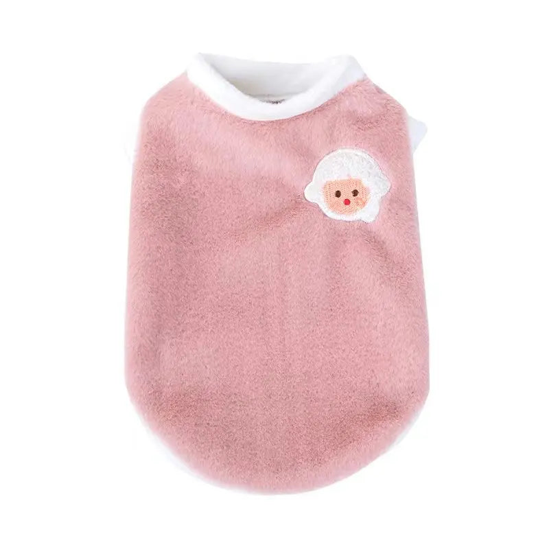 1pc-Pet autumn and winter warm thick vest with cute lamb embroidery pattern