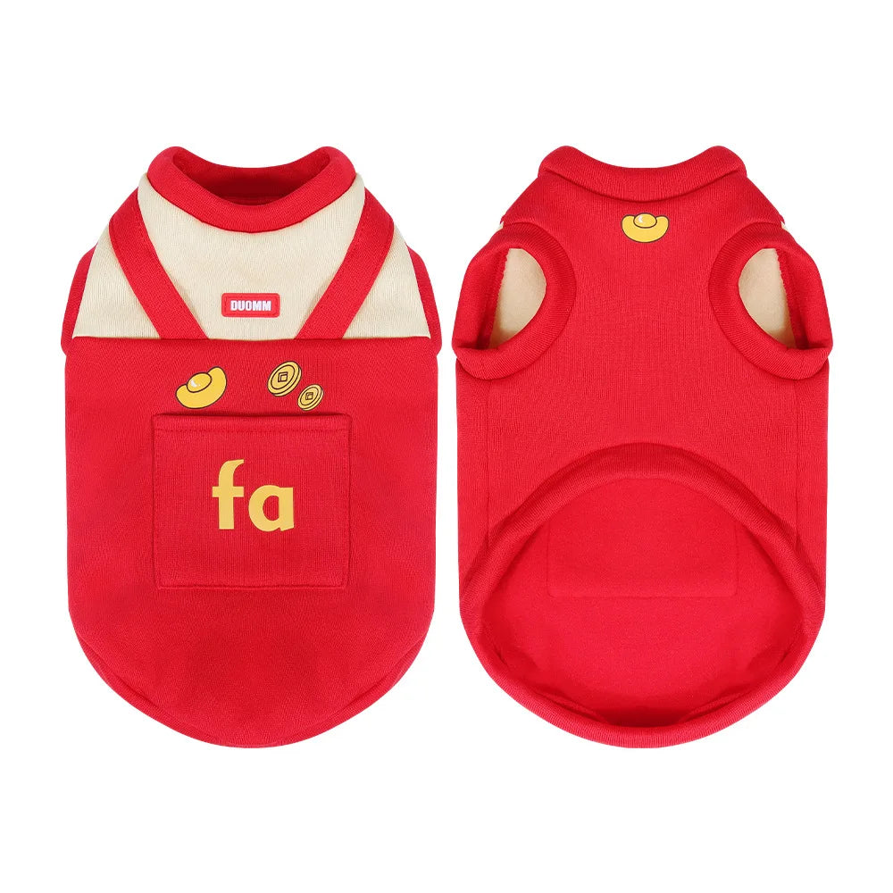 False Two-Piece Cat Hoodie - Cartoon Print Thermal Lined Windproof Sweater, Plush Pullover Pet Clothes for Indoor Outdoor