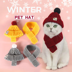 Pet New Year's Knitted Hat Scarf Set Cat Puppy Dog Warm Winter Ear Hood Clothing Accessories Christmas Gift Knitted Hat for Cat