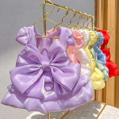 Fashion Sphynx Cat Full Dress with Bow Sweet Pet Wedding Dresses Clothes for Cats Gotas Kitten Skirt mascotas Costume vestidos
