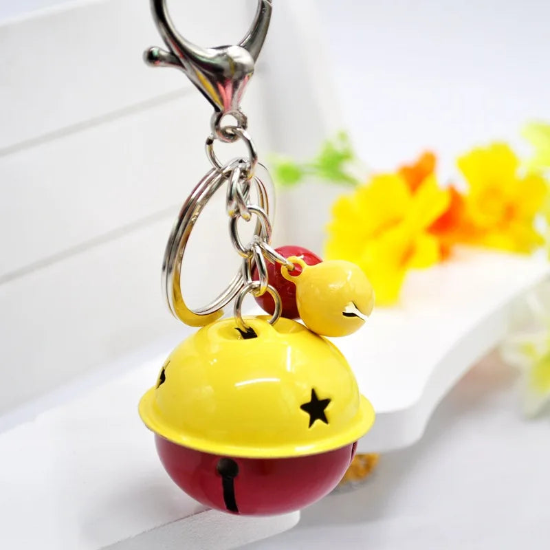 Colorful Cat Dog Collar Bells Metal Paint Key Rings Kit with  40mm Big Bell and Two 14mm Small Bell Pet Collar Charm