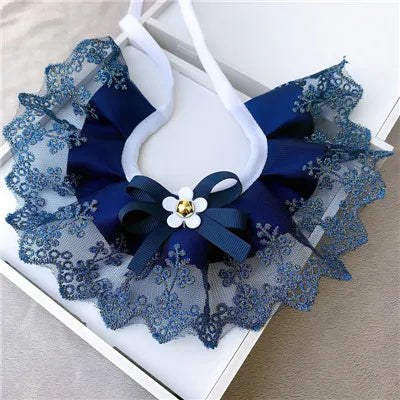 Luxury Embroidery Lace Bibs Necklace for Puppy,Dog Bandana Collar,Ribbon Bow Scarf for Small Dogs, Pet Accessories, Pet Supplier