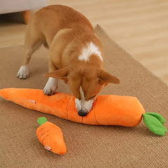 Durable Plush Carrot Dog Chew Toy with Squeaker Sound - Interactive Vegetable Pet Toys for Small Medium Large Dogs Accessories