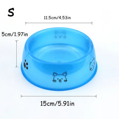 Transparent Plastic Pet Bowl - Printed Cat/Dog Food & Water Bowl, , Durable Pet Feeding Supplies for Dogs & Cats