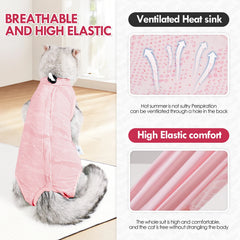 Breathable Cat Recovery Suit,Female Cat Onesie for Cats After Surgery ,Surgical Spay Suit Pet Body Suit Post Surgery E Collar