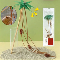 Cat Teaser Stick Toy Simulated Coconut Tree Squeaky Bell Interactive Kitten Toy Bite-resistant Teeth Cleaning Teaser Cat Toy