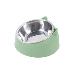 Custom Cat Dog Bowl 15 Degrees Raised Non Slip Puppy Base Cat Food DrinkingStainless Steel  Water Feeder Tilt Safeguard Neck Pet