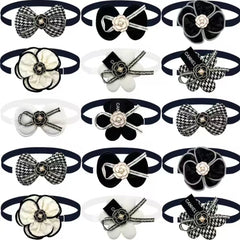 1/8PCS Handmade Dog Collars Flower Adjustable Pet Dog Bowties Neckties Lace Dog Bow Ties Pet Grooming Accessories For Dogs