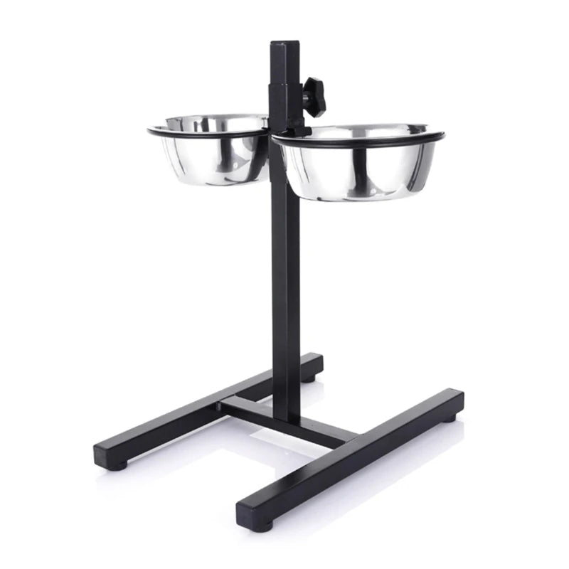 KX4B Adjustable Height Pet Dog Bowls Stainless Steel Feeding Feeder Water Bowl for Pet Dog Cats Puppy Outdoor Dish
