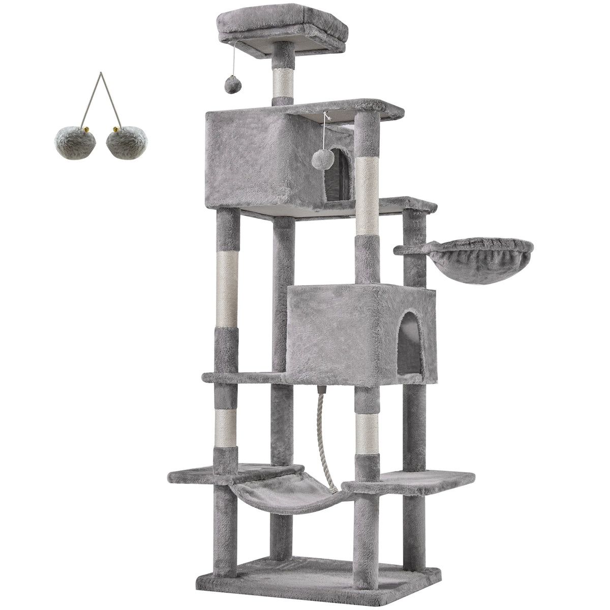 JHK 66 inch Cat Tree Tower Large Multi Level Cat Climbing Tower with Condo Natural Sisal Scratching Posts Pet House for Indoor