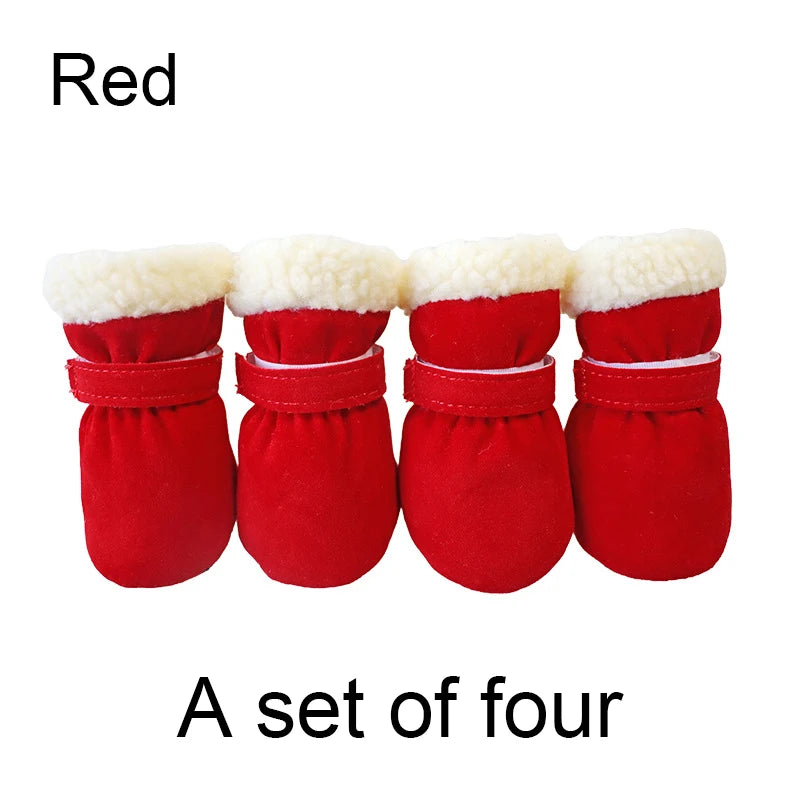 4Pcs Winter Waterproof Warm Pet Accessories Dog Socks Bootie Pet Dog Shoes Non-slip for Small Breeds Dogs Puppy Outdoor Walking