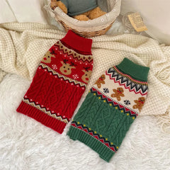 Christmas Red Green Reindeer Pet Sweater Winter Warm Knitted Pullover Sweatshirt Small Medium Dog Cat Clothes
