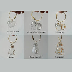 Ginger Cat Keychain Pendant Backpack Siamese Calico Hair Storage Box Hanging Pet Grooming Souvenir Travel Accessory