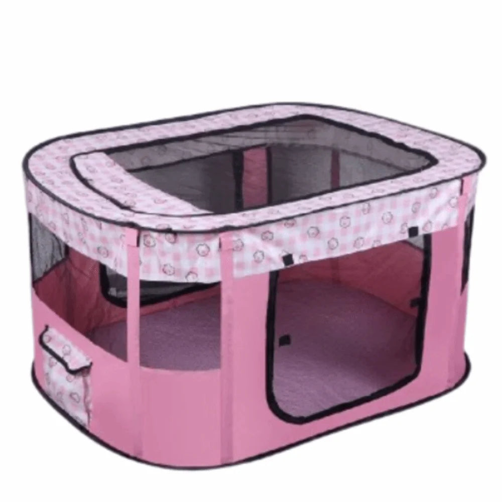 Visible Portable Pet Playpen Breathable Collapsible Folding Pet Cage Removable 300D Oxford Cloth Dog Enclosure Indoor