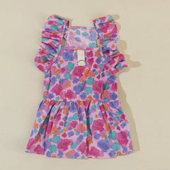 Chic Outfit Cotton Cat Ruffle Dress Sleeveless Spring Summer Pet Dress Breathable Comfortable Puppy Princess Skirt Small Dogs